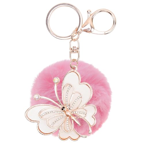 Ukerdo Plüsch Ball Schmetterling Schlüsselanhänger Handtasche Anhänger Schlüsselanhänger Valentine Geschenk zum Damen - Rosa von Ukerdo