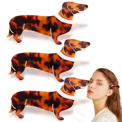 Ukisisi Haarspange dackel，Dackel Haarklammer,haarklammer Hund Dackel,Animal Shape Hair Clips Non-Slip Hair Clips Acetate Cat Dog Hair Clip Cute Ponytail Holder for Girls … von Ukisisi