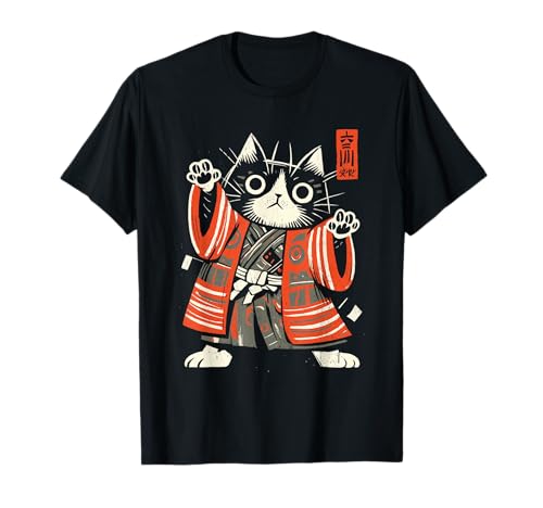 Samurai Katze Japanische Kunst Ukiyo-e Lustige Krieger Kinder Kätzchen T-Shirt Samurai Katze Japanische Kunst Ukiyo-e Lustige Krieger Kinder Kätzchen T-Shirt von Ukiyo Reborn – Japanese Art Print Studio