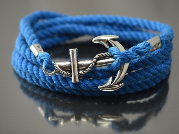 Blaues Ankerarmband. Herren Wickelarmband Mit Anker, Damen Unisex Anker Armband von UkrBeads