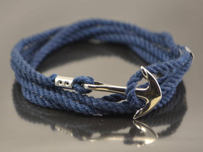 Weihnachtsgeschenk Wickelarmband Ankerarmband Nautisch Armband Mit Anker Baumwolle Edelstahl Herren Casual von UkrBeads