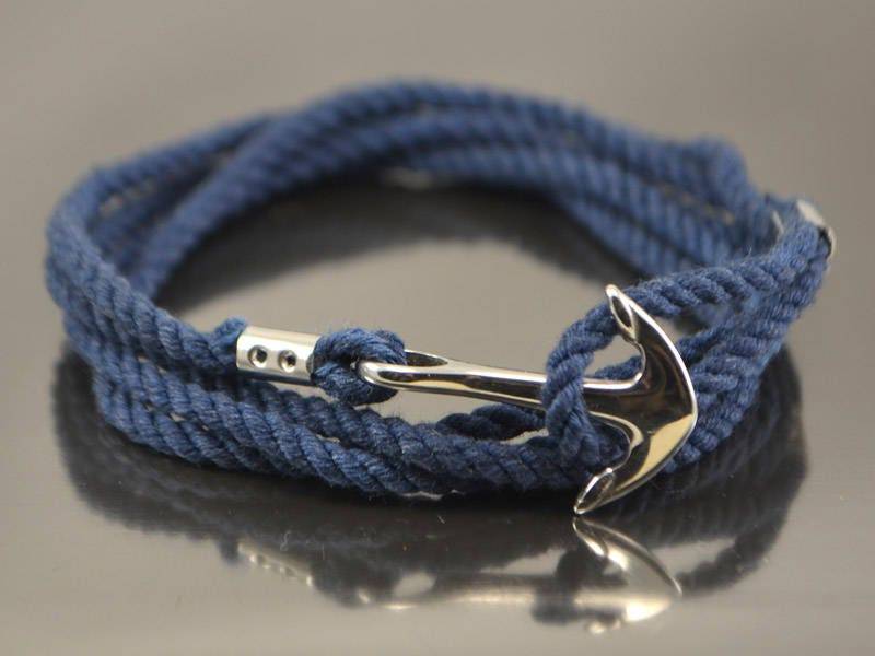 Weihnachtsgeschenk Wickelarmband Ankerarmband Nautisch Armband Mit Anker Baumwolle Edelstahl Herren Casual von UkrBeads