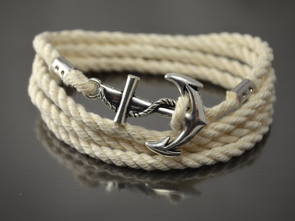 Weißes Ankerarmband. Herren Wickelarmband Mit Anker, Damen Unisex Anker Armband von UkrBeads