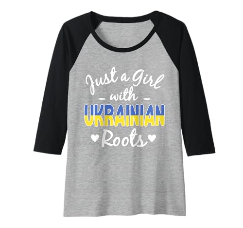 Damen Nur EIN Mädchen mit ukrainischen Wurzeln Ukraine Pride Woman Raglan von Ukraine Flag Designs Proud Ukrainian Roots