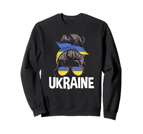Ukrainisches Mädchen Unordentlicher Haarknoten Ukrainische Frau Pride Sweatshirt von Ukraine Flag Designs Proud Ukrainian Roots
