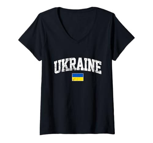 Damen Ukraine Flagge Reise in die Ukraine Geschenke Ukraine Freund Ukraine T-Shirt mit V-Ausschnitt von Ukraine flag trip to Ukraine gifts Ukraine friend