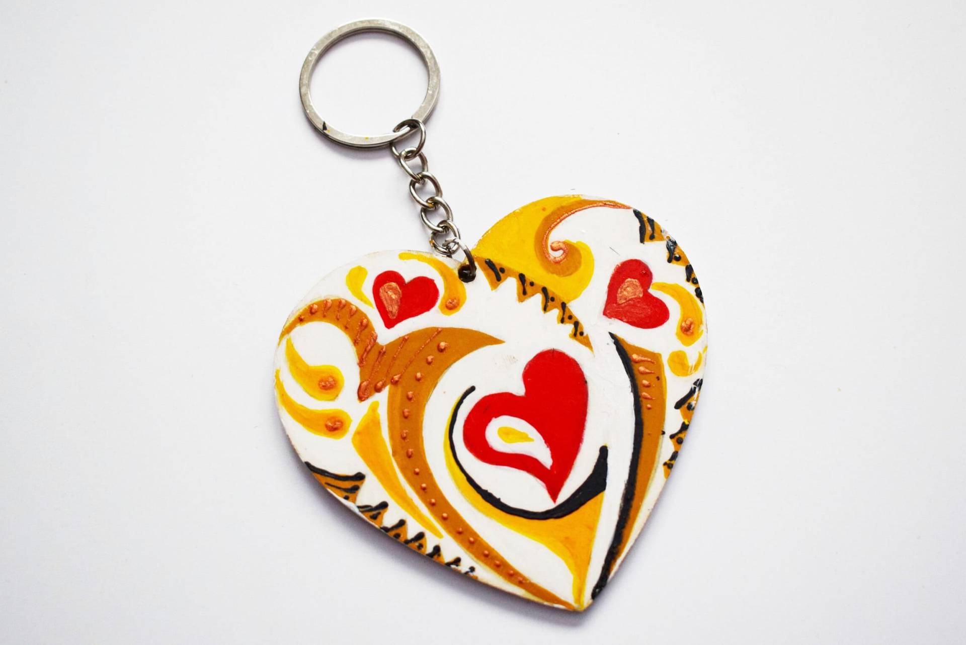 Handbemalter Herz Schlüsselanhänger Geschenk Valentinstag von UkrainianTextileGift