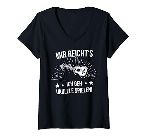 Damen Ukulelist Instrument Ukulele T-Shirt mit V-Ausschnitt Damen Ukulelist Instrument Ukulele T-Shirt mit V-Ausschnitt von Ukulele Hawaii Ukulele-Spieler
