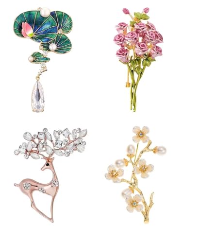4 PCS Vintage Tier Insekten Brosche Pin Set Elegante Strass simulierte Perlen Corsages Schal Clips Schmuck Zubehör 4 PCS Vintage Tier Insekten Brosche Pin Set Elegante Strass simulierte Perlen Corsages Schal Clips Schmuck Zubehör von Ulalaza
