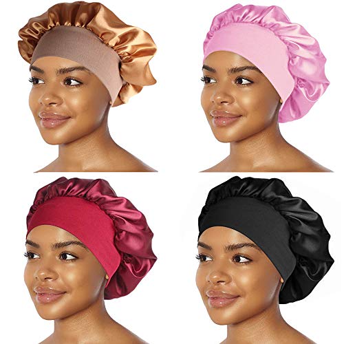 4PCS Schlafmütze Nacht Satin Motorhaube Breites Gummiband Weicher Hut Haarausfall Chemo Caps Schlafende Kopfbedeckung Seidige Turban Duschbadehüte 4PCS Schlafmütze Nacht Satin Motorhaube Breites Gummiband Weicher Hut Haarausfall Chemo Caps Schlafende Kopfbedeckung Seidige Turban Duschbadehüte von Ulalaza