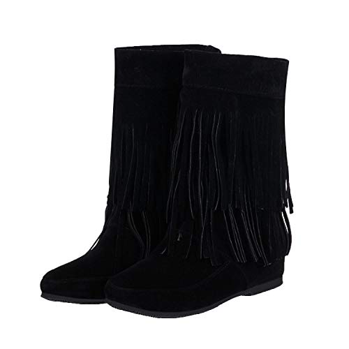 Damen-Cowboystiefel mit Fransen, versteckter Keilabsatz, Knöchelschicht, Quasten-Stiefel, Strasssteine, funkelnder, glänzender Stoff, Nubukleder, bequemer Überzieher für Straßenhochzeiten, Partys Damen-Cowboystiefel mit Fransen, versteckter Keilabsatz, Knöchelschicht, Quasten-Stiefel, Strasssteine, funkelnder, glänzender Stoff, Nubukleder, bequemer Überzieher für Straßenhochzeiten, Partys von Ulalaza