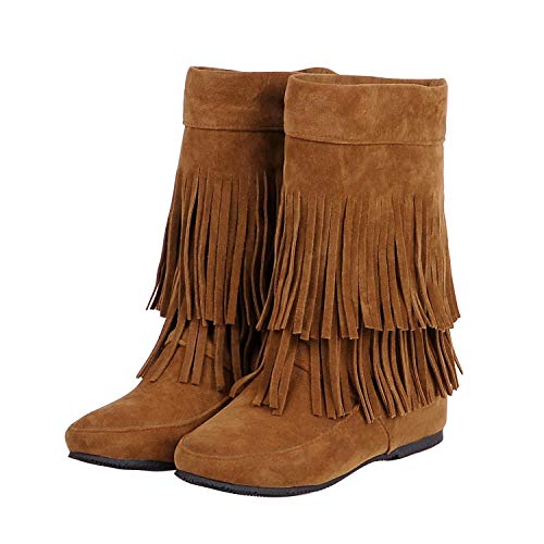Damen-Cowboystiefel mit Fransen, versteckter Keilabsatz, Knöchelschicht, Quasten-Stiefel, Strasssteine, funkelnder, glänzender Stoff, Nubukleder, bequemer Überzieher für Straßenhochzeiten, Partys Damen-Cowboystiefel mit Fransen, versteckter Keilabsatz, Knöchelschicht, Quasten-Stiefel, Strasssteine, funkelnder, glänzender Stoff, Nubukleder, bequemer Überzieher für Straßenhochzeiten, Partys von Ulalaza