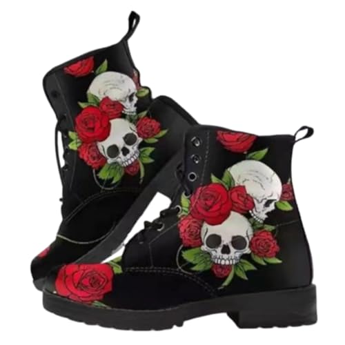 Damen-Gothic-Stiefeletten mit Plateau und Fledermausschnallen, klobige Absätze, runde Zehenpartie, Reißverschluss, Punk-Motorrad-Kampfstiefel, bequeme kurze Gothic-Stiefeletten von Ulalaza