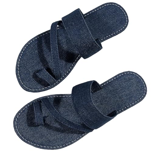 Damen-Jeans-Slipper, lässig, Jean-Stoff, flache Pantoletten, offene Zehen, Keil-Hausschuhe, Plateau-Clogs, rutschfeste Boho-Sandalen, geschlossene, spitze Zehen-Absätze, rückenfreie Slip-On-Loafer Damen-Jeans-Slipper, lässig, Jean-Stoff, flache Pantoletten, offene Zehen, Keil-Hausschuhe, Plateau-Clogs, rutschfeste Boho-Sandalen, geschlossene, spitze Zehen-Absätze, rückenfreie Slip-On-Loafer von Ulalaza