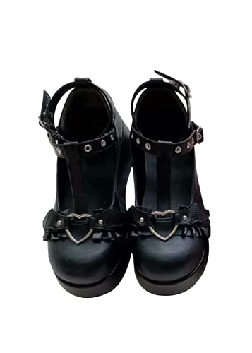 Damen Sweet Toe Mary Jane Gothic Plattform Pumps - Chunky Lackleder Plattform Schuhe von Ulalaza
