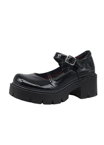 Damen Platform Mary Jane Schuhe Sweet Toe Knöchel Gothic Plattform Kleid Pumps Schuhe Chunky Plattform Schuhe Lackleder Kleid Schuhe von Ulalaza