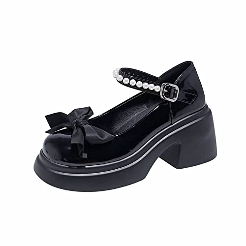 Damen Plattform Mary Janes Herz Katze Schnalle Nieten Knöchel Lolita Gothic Prinzessin Plattform Pumps Lackleder Dorn Vintage Traditionelle Stickerei Oberkleid Schuhe von Ulalaza