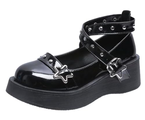 Frauen Lolita Schuhe Absatz Mary Jane Spitze Pumps mit Schleife Kawaii Nette Cosplay Keil Stiefel Cross Strap Block Heel Süße Art Frauen Lolita Schuhe Absatz Mary Jane Spitze Pumps mit Schleife Kawaii Nette Cosplay Keil Stiefel Cross Strap Block Heel Süße Art von Ulalaza