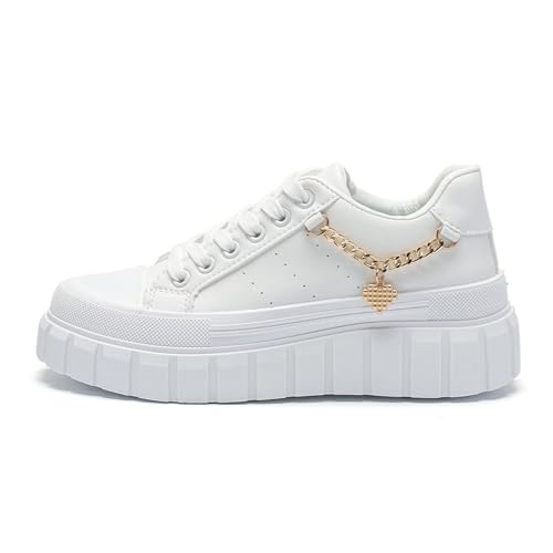 Frauen Mode Turnschuhe Weiß Schuhe Bequem Atmungsaktiv Casual Platform Sneakers Low Top Lace Up Footwer für Walking Running Hochzeit Frauen Mode Turnschuhe Weiß Schuhe Bequem Atmungsaktiv Casual Platform Sneakers Low Top Lace Up Footwer für Walking Running Hochzeit von Ulalaza