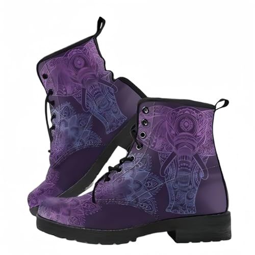 Frauen gedruckt Kurze Stiefel Herbst und Winter Lace-up-Kampfstiefel Stiefeletten Rose Schädel Cartoon-Muster Geschenke für Mädchen Frauen von Ulalaza