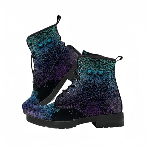 Frauen gedruckt Kurze Stiefel Herbst und Winter Lace-up-Kampfstiefel Stiefeletten Rose Schädel Cartoon-Muster Geschenke für Mädchen Frauen von Ulalaza