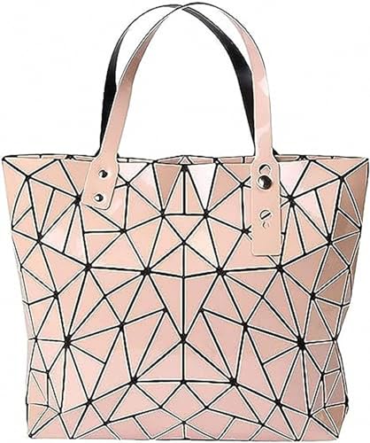 Ulalaza Handtasche mit geometrischem Gittermuster und Tragegriff für Damen, matte Tragetasche, Handtasche, geometrische Schultertasche, 006pink, Einheitsgröße von Ulalaza