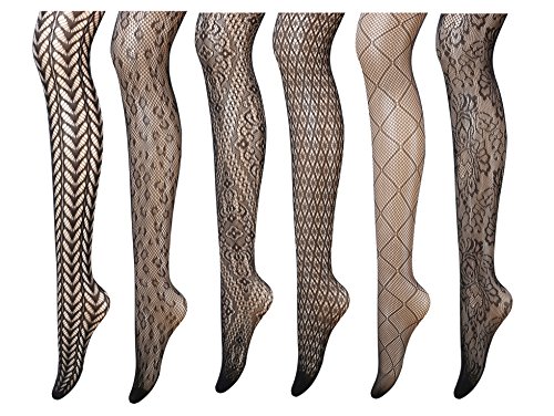 PreSox Fischnetz Strumpfhose Nahtlose Nylon Mesh Strümpfe Toeless Strumpfhose für Frauen 5 Pack (F) von Ulalaza