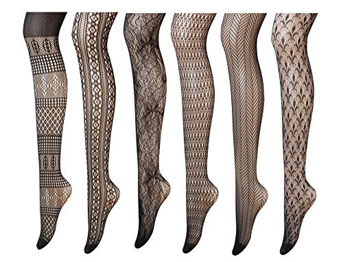 Ulalaza PreSox Fischnetz Strumpfhose Nahtlose Nylon Mesh Strümpfe Toeless Strumpfhose für Frauen 5 Pack (G) von Ulalaza