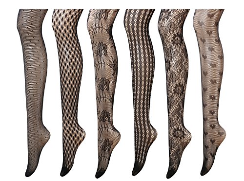 PreSox Fischnetz Strumpfhose Nahtlose Nylon Mesh Strümpfe Toeless Strumpfhose für Frauen 5 Pack (I) von Ulalaza