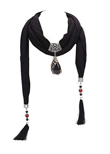 Ulalaza Bead Anhänger Schal Charm Ethno Style Infinity Schals Damen Schal Halskett von Ulalaza