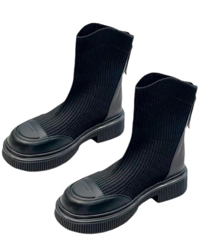 Stretch-Strickstiefel für Damen, runde Spitze, Blockabsatz, Socken, Stiefel, Plateau, Chelsea-Stiefel, elastisch, mittelhoher Absatz, Slip-on-Strickstiefel, klobiger Absatz, rutschfeste Sockenstiefel Stretch-Strickstiefel für Damen, runde Spitze, Blockabsatz, Socken, Stiefel, Plateau, Chelsea-Stiefel, elastisch, mittelhoher Absatz, Slip-on-Strickstiefel, klobiger Absatz, rutschfeste Sockenstiefel von Ulalaza