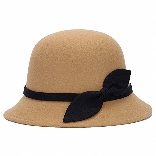 Tobe-U Einfarbig Cloche Eimer mit Bowler Fedora Floppy Derby Vintage k¨¹nstliche Filz Hut M¨¹TZE f¨¹r Frauen Tobe-U Einfarbig Cloche Eimer mit Bowler Fedora Floppy Derby Vintage k¨¹nstliche Filz Hut M¨¹TZE f¨¹r Frauen von Ulalaza