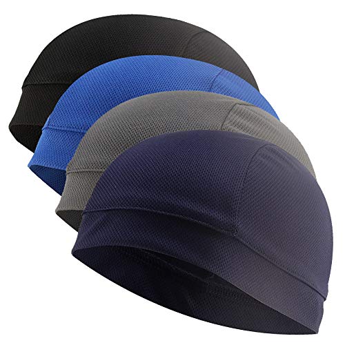 Ulalaza 4 STÜCK Schädelkappe Radfahren Helm Liner Schweißableitende Mütze Sportkappen Chemo Beanie von Ulalaza