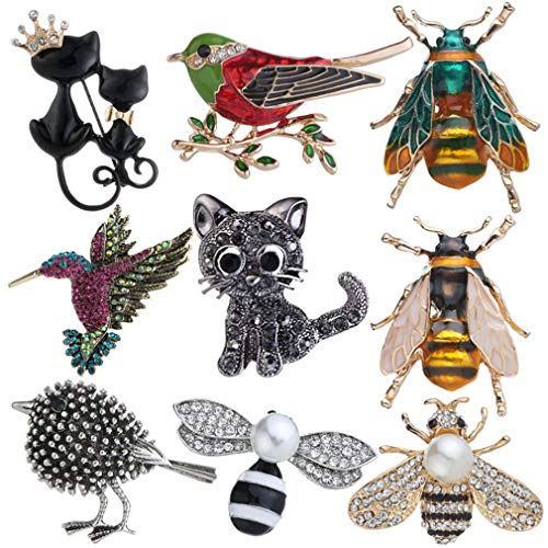 Ulalaza 9 Stücke Nette Strass Tier Insekt Brosche Set Vintage Elephannt Katze Eule Corsagen Schal Clips Schmuck zubehör für Damen Ulalaza 9 Stücke Nette Strass Tier Insekt Brosche Set Vintage Elephannt Katze Eule Corsagen Schal Clips Schmuck zubehör für Damen von Ulalaza