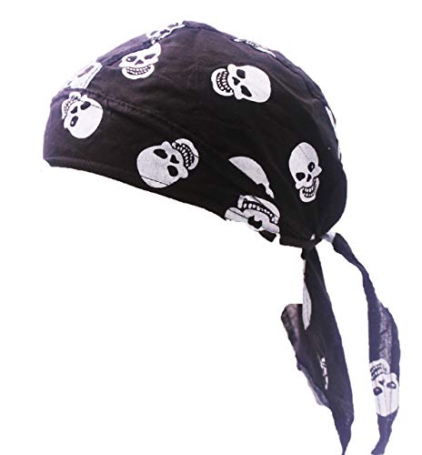 Ulalaza Atmungsaktive Bandana Mütze Baumwolle Durag Headwrap Piratenkappe Skull Caps Herren Damen Gr. Einheitsgröße, Schädel-03 von Ulalaza