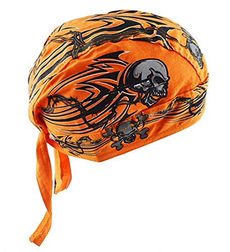Ulalaza Atmungsaktiver Bandana-Hut Baumwolle Durag Headwrap Pirate Cap Skull Caps Herren Damen von Ulalaza
