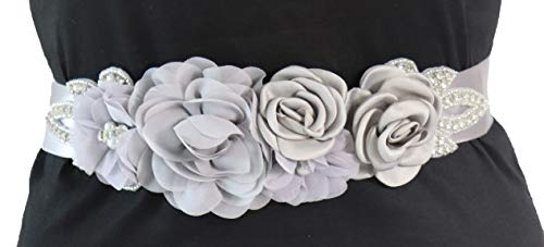 Ulalaza Braut-Kristallschärpen Hochzeit Gürtel Schärpe mit Strass Frauen Abschlussball Abendkleid Dekorativer Bund, 800001/Grau, One size von Ulalaza