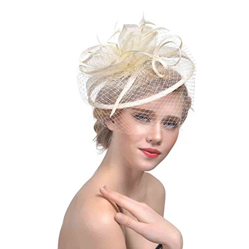 Ulalaza Damen Fascinators Hut Haarspange Feder Hochzeit Braut Cocktailhut Derby Kirche Bankett für Mädchen Ulalaza Damen Fascinators Hut Haarspange Feder Hochzeit Braut Cocktailhut Derby Kirche Bankett für Mädchen von Ulalaza