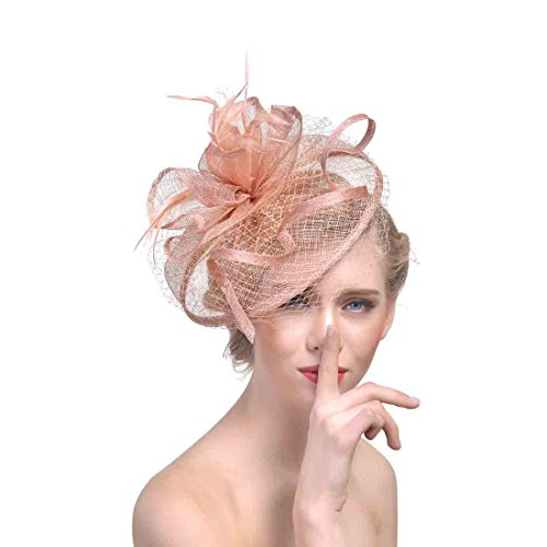 Ulalaza Damen Fascinators Hut Haarspange Feder Hochzeit Braut Cocktailhut Derby Kirche Bankett für Mädchen von Ulalaza