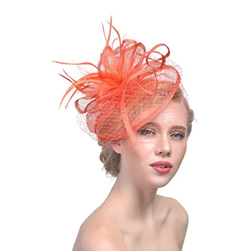 Ulalaza Damen Fascinators Hut Haarspange Feder Hochzeit Braut Cocktailhut Derby Kirche Bankett für Mädchen von Ulalaza