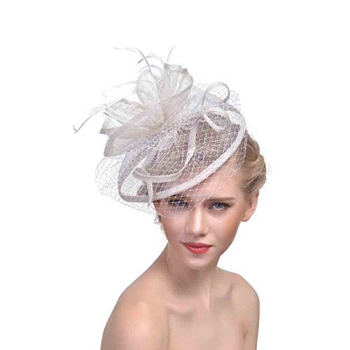 Ulalaza Damen Fascinators Hut Haarspange Feder Hochzeit Braut Cocktailhut Derby Kirche Bankett für Mädchen von Ulalaza