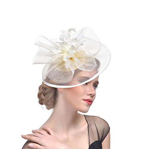 Ulalaza Damen Fascinators Hut Haarspange Feder Hochzeit Braut Cocktailhut Derby Kirche Bankett für Mädchen Ulalaza Damen Fascinators Hut Haarspange Feder Hochzeit Braut Cocktailhut Derby Kirche Bankett für Mädchen von Ulalaza