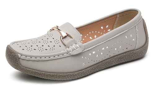 Ulalaza Damen Loafer Flats Schuhe Slip On Leichte Casual Runde Zehen Business Arbeitsschuhe Anti-Rutsch Niedrige Absätze Schuhe von Ulalaza