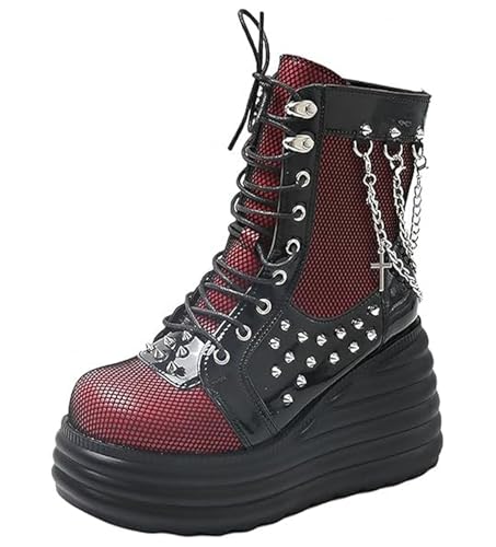 Damen Mary Jane Pumps, Lolita-Schuhe, süße Plattform, Gothic, Doppel-Knöchelriemen, runde Zehen, klobiger Absatz, Pumps, Dating, Nachtclub von Ulalaza