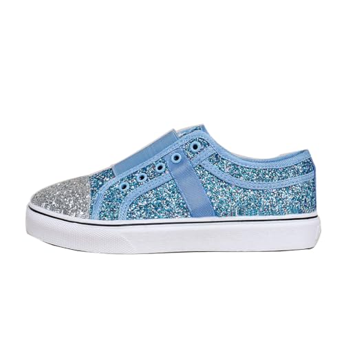 Ulalaza Damen-Sneaker mit modischem Stern, glitzernd, glitzernd, modisch, glänzend, lässig, Bling-Pailletten, Konzertschuhe, Segeltuch, gepolstert, zum Gehen, für Hochzeit, Party, Nachtclub von Ulalaza