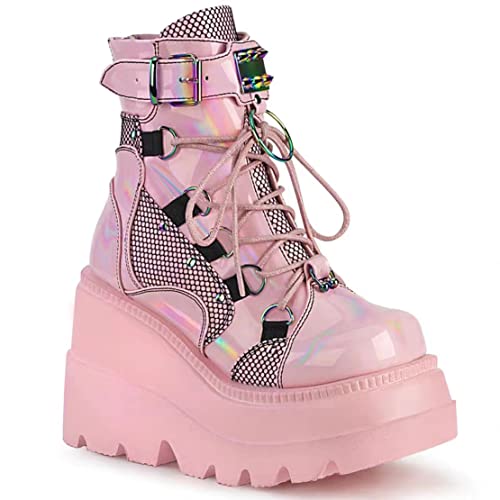 Ulalaza Damen Stiefel mit dicker Sohle, Punk kurze Stiefel, High Heels Motorrad Reitstiefel von Ulalaza