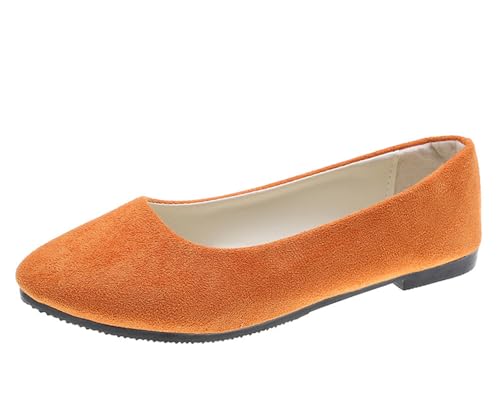 Ulalaza Flache Damenschuhe, Flache Schuhe aus Wildlederimitat, lässige Damen-Flats, Bequeme Slipper mit weichen Sohlen, Ballerinas mit niedrigem Absatz, Klassische Elegante Schuhe, Büroarbeitsparty von Ulalaza