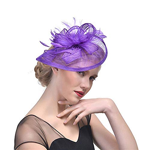 Ulalaza Frauen Fascinators Hut Haarspange Feder Hochzeit Braut Cocktail Hut Derby Kirche Bankett f¨¹r M?dchen von Ulalaza