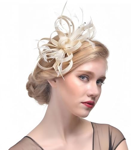 Ulalaza Frauen Fascinators Hut Haarspange Feder Hochzeit Braut Cocktail Hut Derby Kirche Bankett für Mädchen von Ulalaza