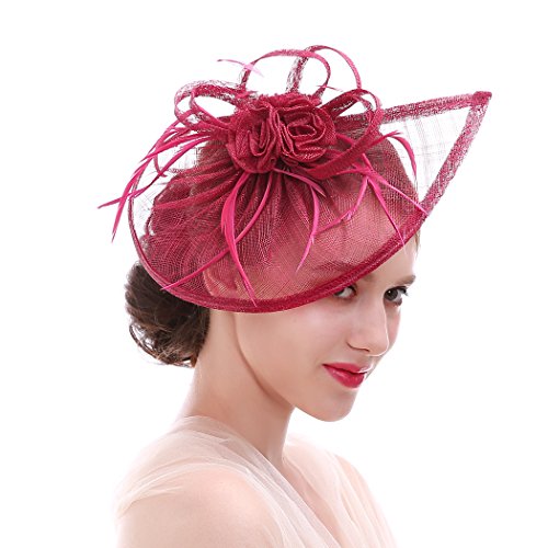 Ulalaza Frauen Fascinators Hut Haarspange Feder Hochzeit Braut Cocktail Hut Derby Kirche Bankett für Mädchen von Ulalaza